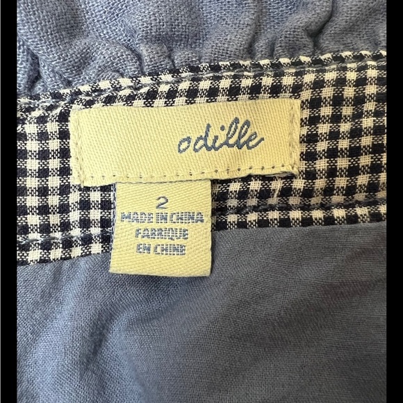 ODILLE For Anthropologie Linen Blend Blue Mini Skirt Belt Pockets Summer Size 2 - Picture 4 of 7